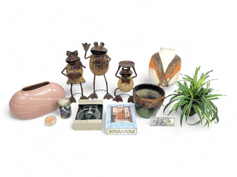 Whimsical Garden Frogs, Roseville & Royal Haeger Ceramic Planters, Towel Ring & More