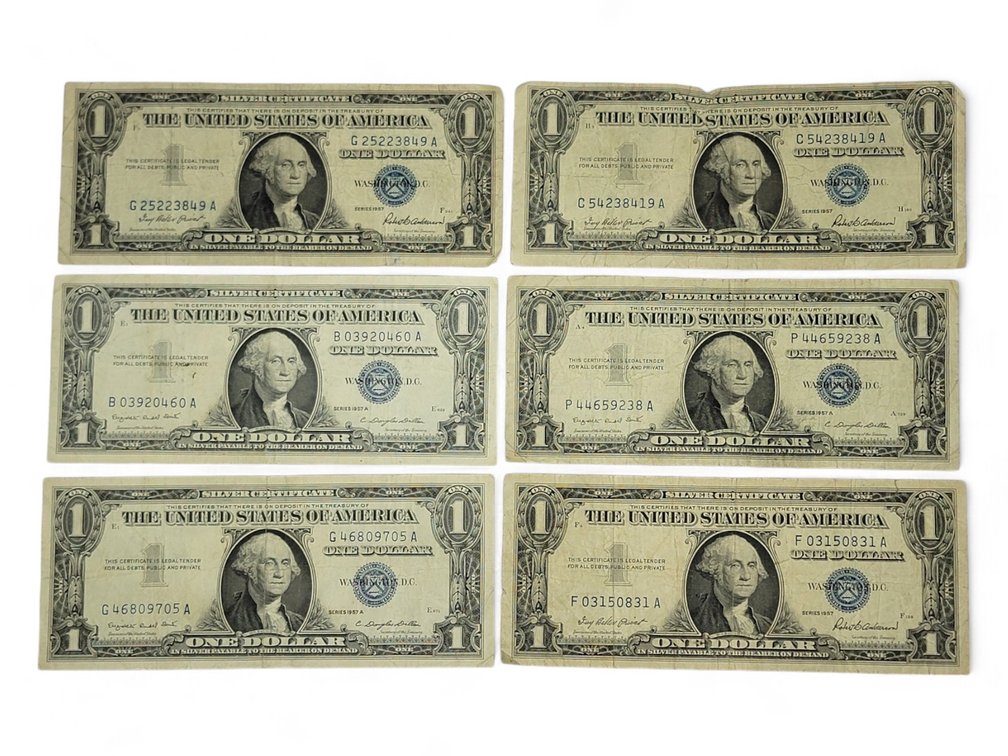 1957 One Dollar Silver Certificates