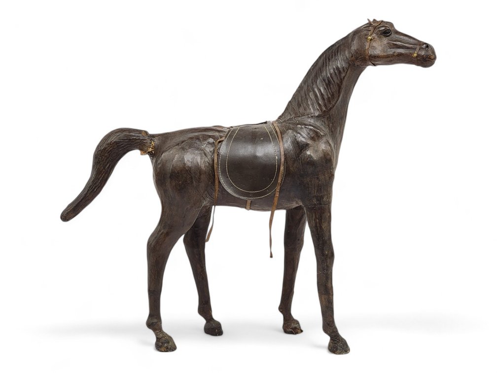 Large Leather-Wrapped Horse Statue 