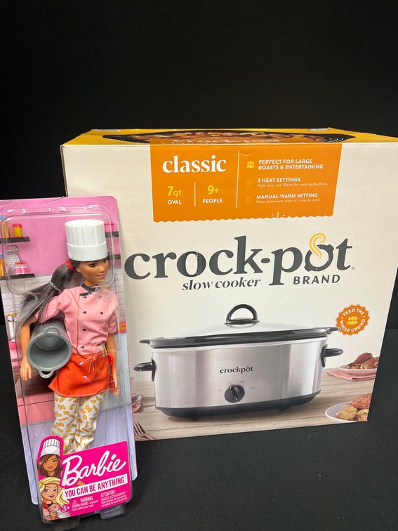 AK Dinner Factory Gift Certificate, Chef Barbie & 7-Quart Classic Crock-Pot Slow Cooker