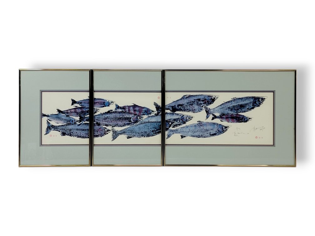 Anna Huöng “The Salmon Run - Alaska” Triptych Print