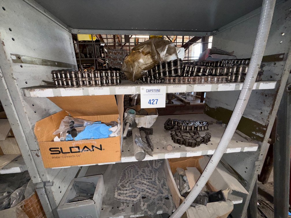 Multi-Shelf Industrial Metal Utility Shelving Unit with Hardware Contents