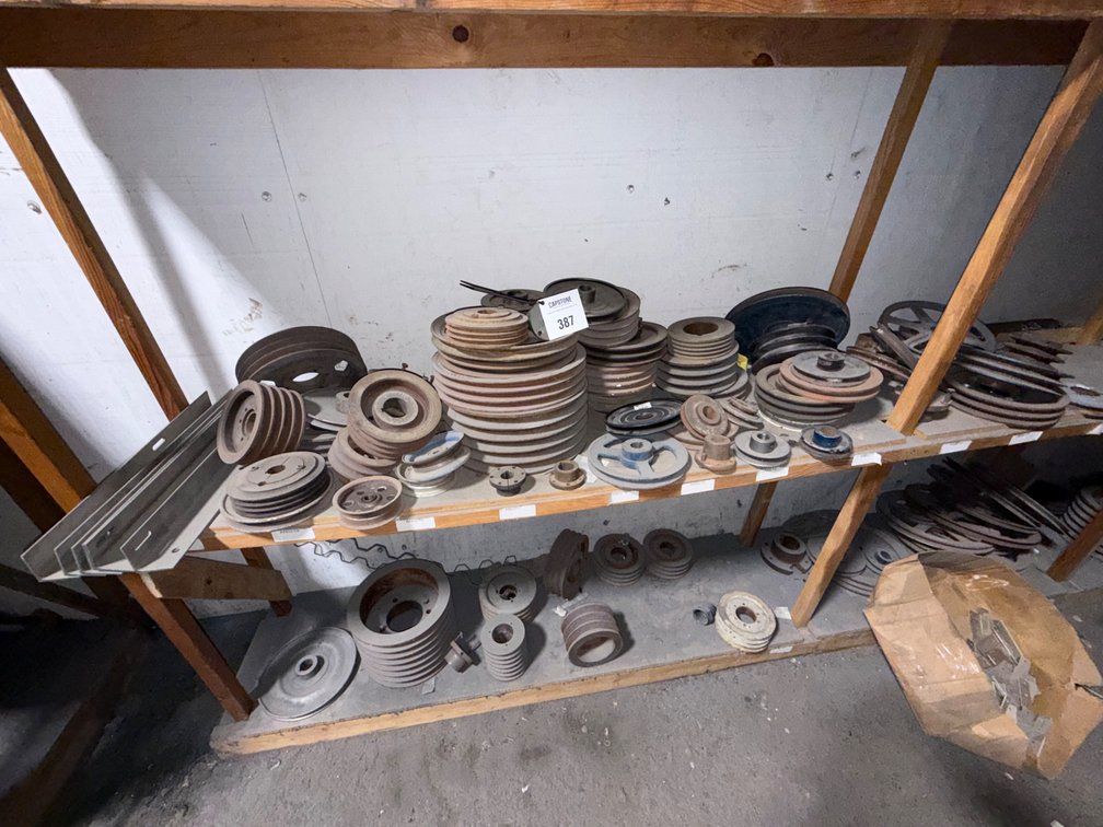 Assortment of V-Belt Pulleys, Sheaves, and Drive Components