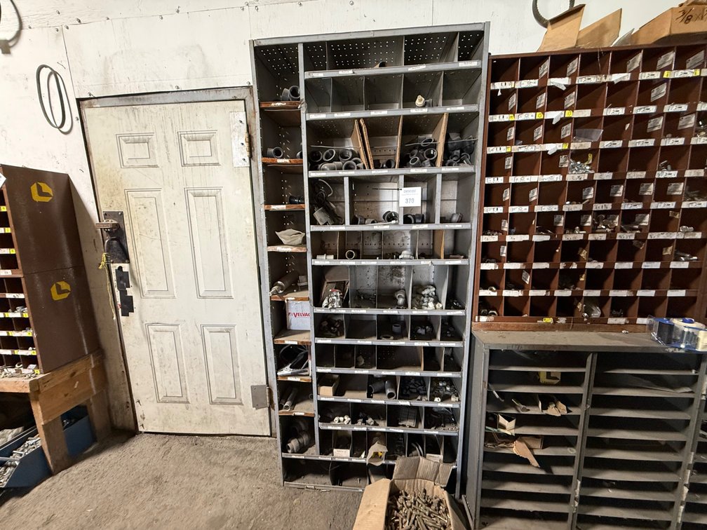 Metal Parts Storage Cabinet w/ Assorted Fittings, Couplings & Hardware