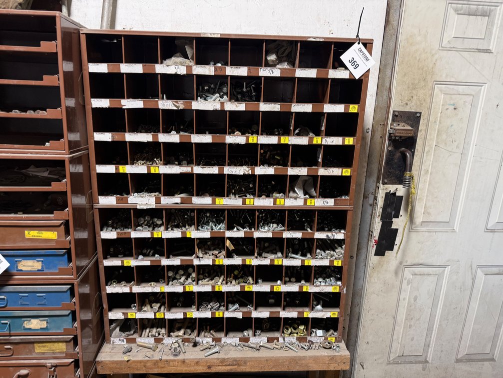Metal Parts Storage Cabinet w/ Assorted Bolts, Nuts, Washers & Fasteners