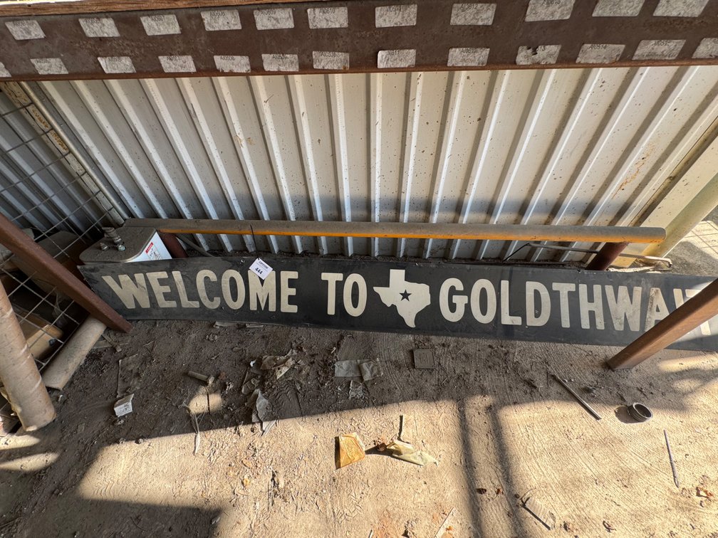 Large Welcome to Goldthwaite Texas Painted Metal Town Sign