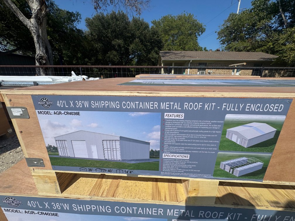 40'W x 36'L Metal Shipping Container Roof Kit - Fully Enclosed