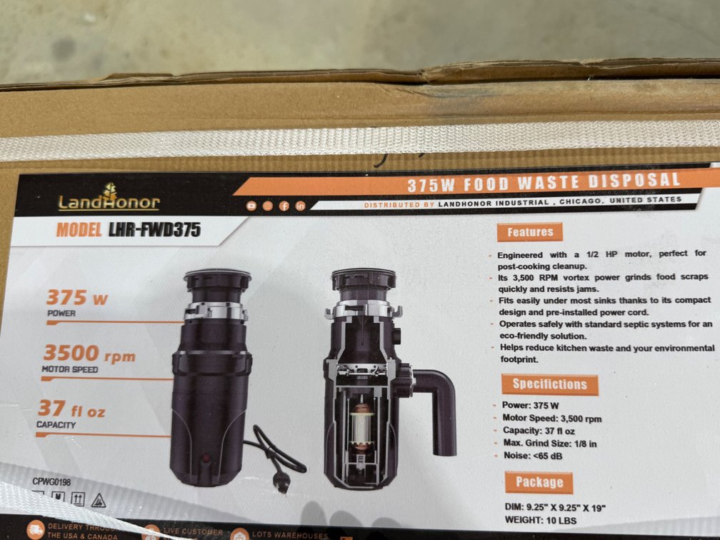 Landhonor 375W Food Waste Disposal