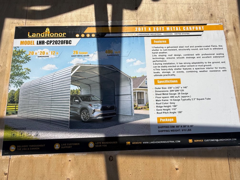 Landhonor 20ft x 20ft Metal Carport