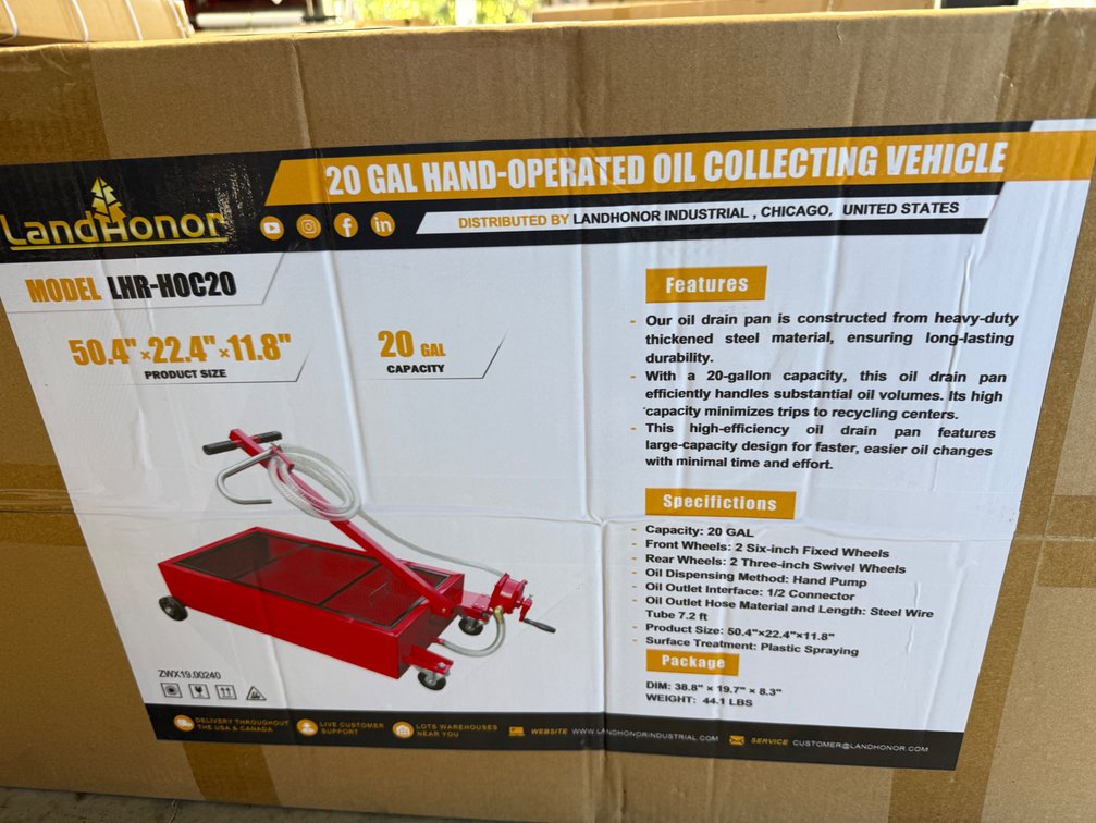 Landhonor 20 Gallon Hand-Operated Oil Collecting Vehicle