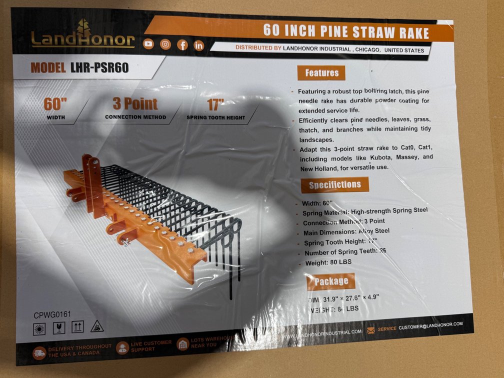 Landhonor 60" Pine Straw Rake