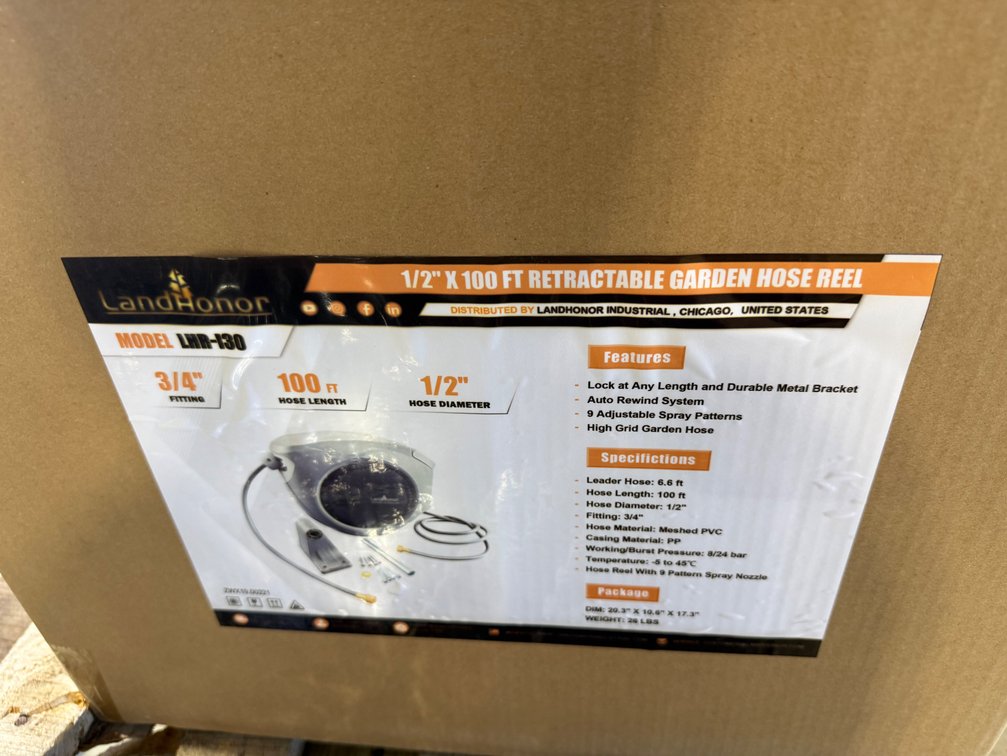 Landhonor 1/2" x 100' Retractable Garden Hose Reel