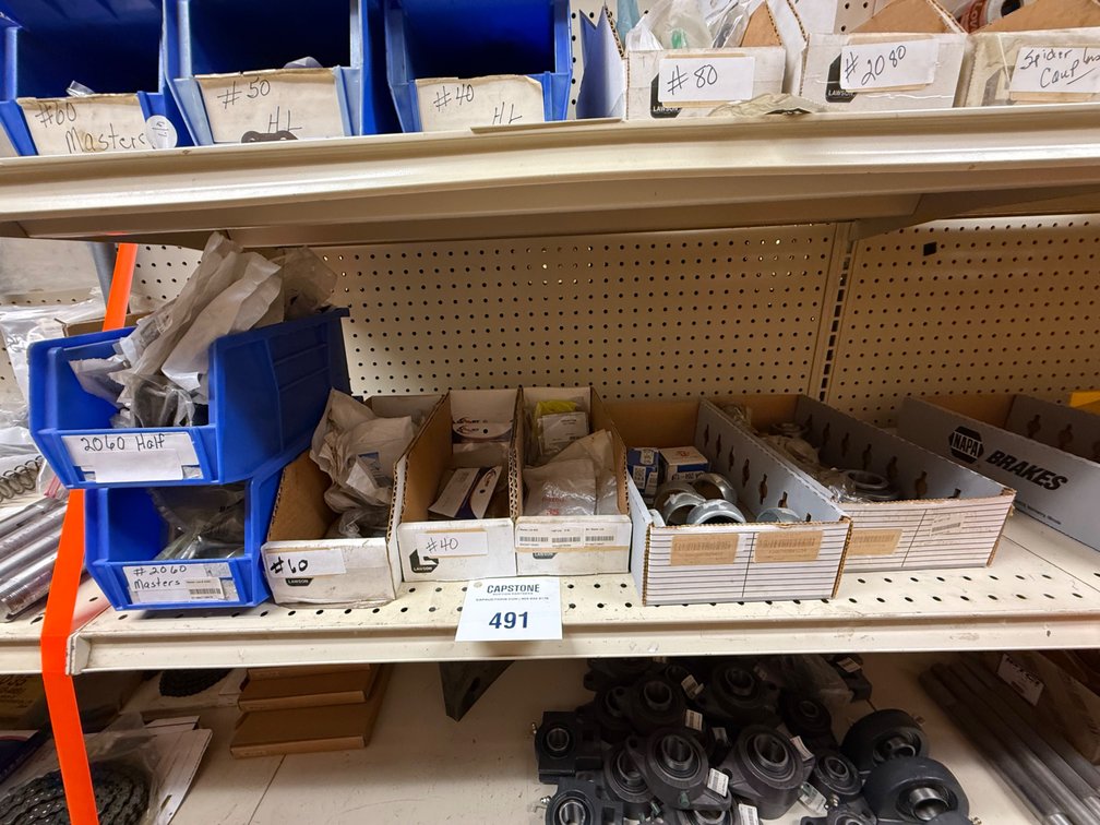 Assorted Industrial Roller Chain Links Bearings and Flange Brackets