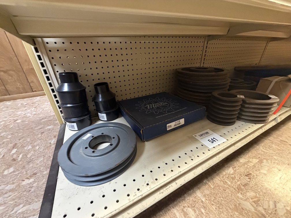 Assorted Industrial V-Belt Pulleys and Martin Sprocket Component