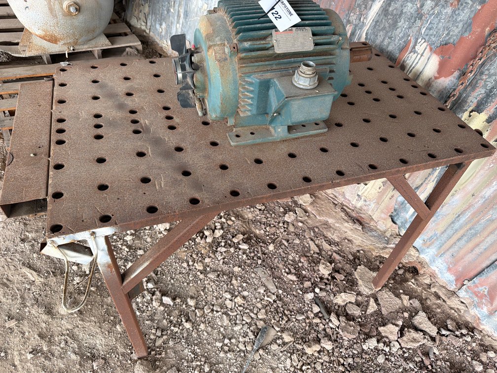 Reliance Electric Duty Master AC Motor on 1" Steel Welding Fabrication Table