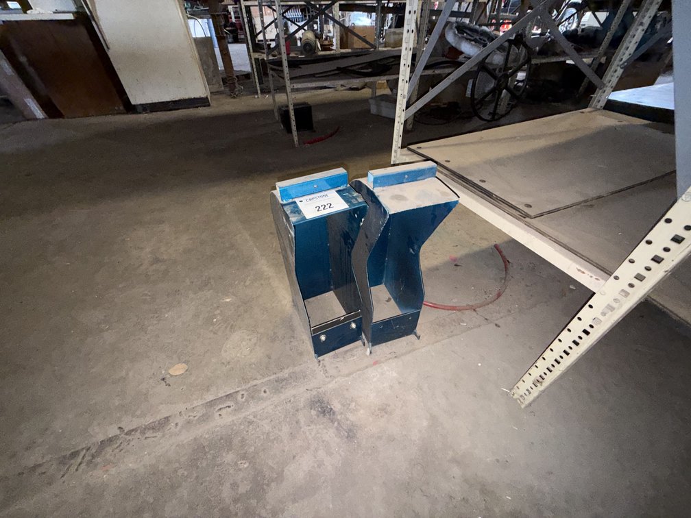 Pair of Industrial Blue Sheet Metal Fabrication Dispensers