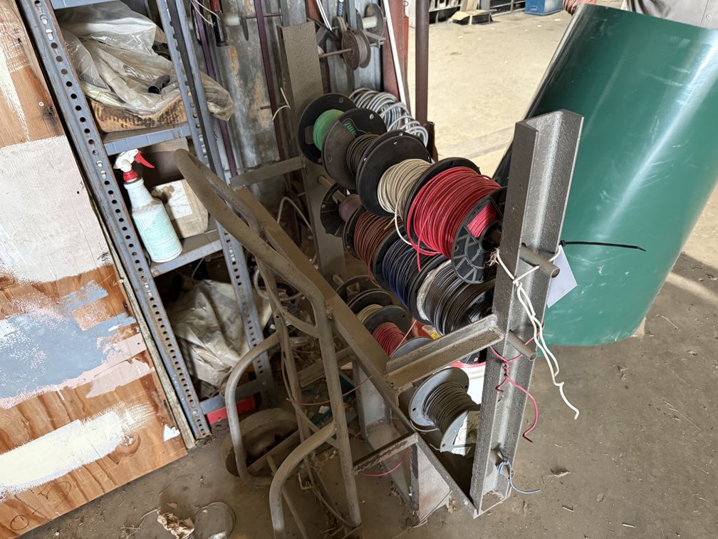 Heavy Duty Rolling Wire Reel Caddy Cart with Spools