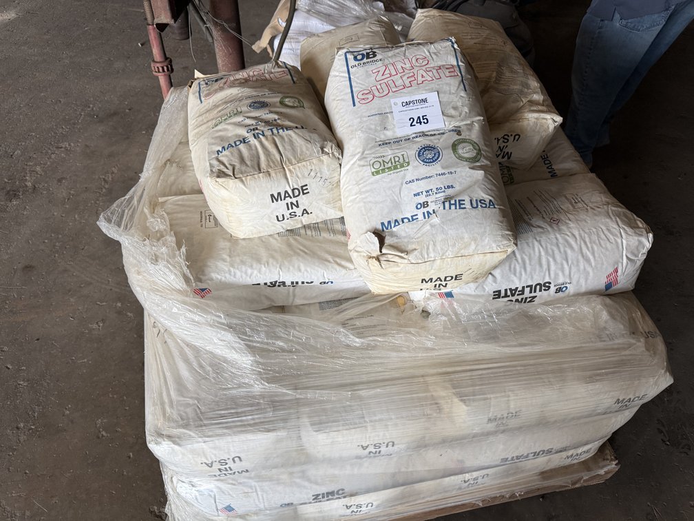 Pallet Lot of Old Bridge Chemicals Zinc Sulfate 50 Lb Bags
