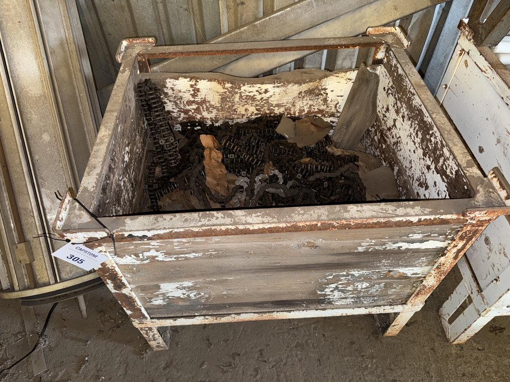 Industrial Stacking Storage Bin with Heavy Drive Chains and Hardware