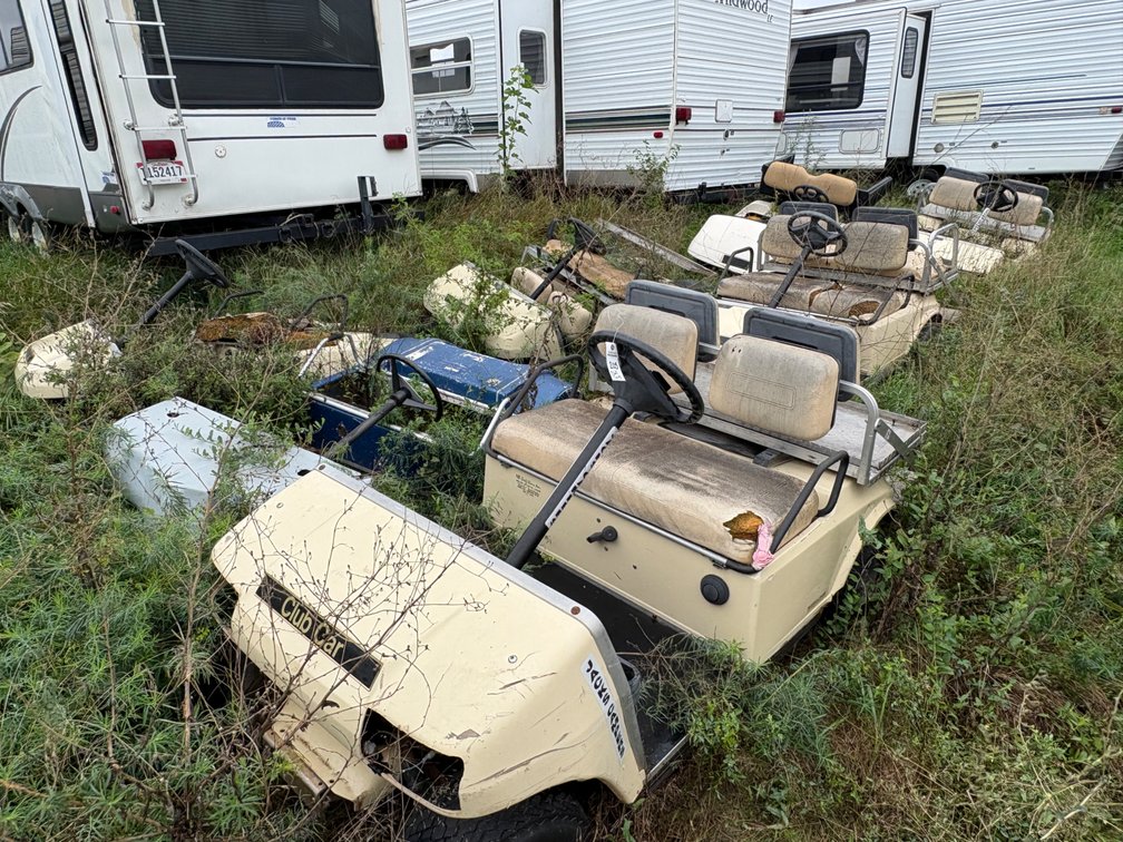 7 Misc E-Z Go Golf Carts - Mostly Gas - All one Lot, needs work
