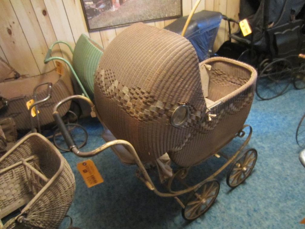Vintage Wicker Baby Stroller and Doll Buggy