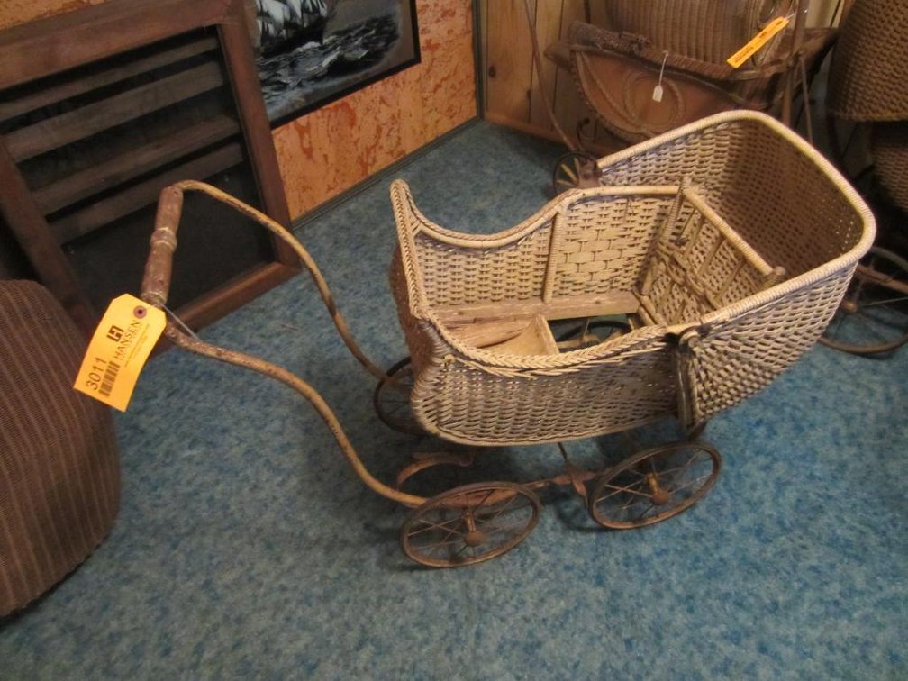 Vintage Wicker Doll Stroller