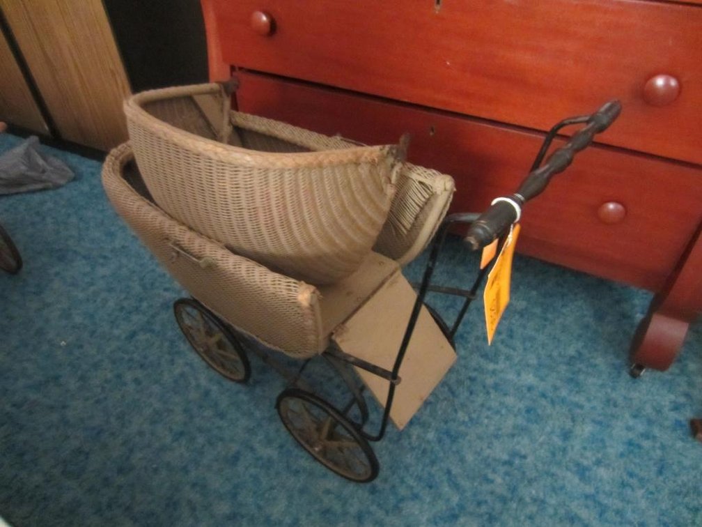 Vintage Wicker Doll Stroller