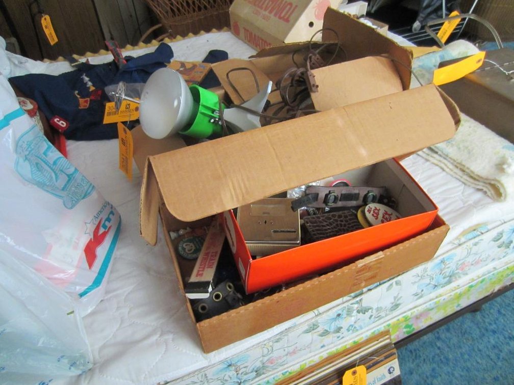 Lot of Assorted Pins, Small Toys, Leather Straps, Extension Cord, Work Light and More