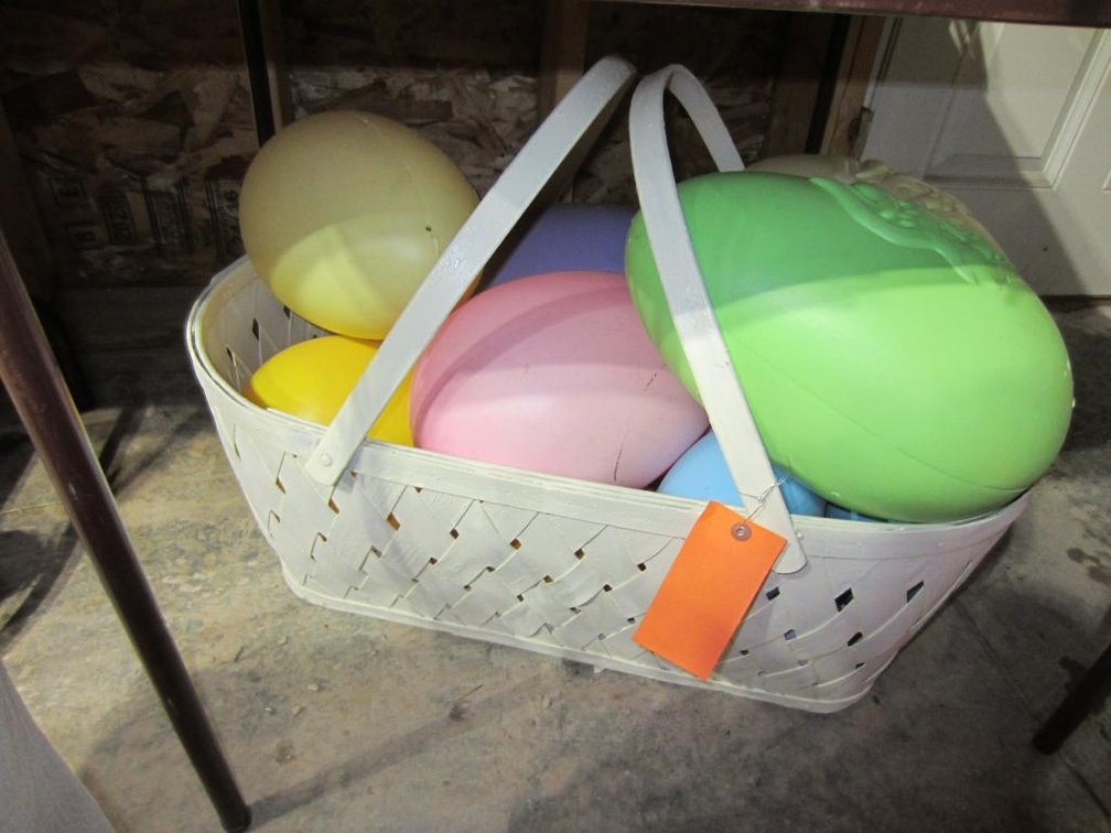 Basket of Vintage Blow Mold Easter Eggs
