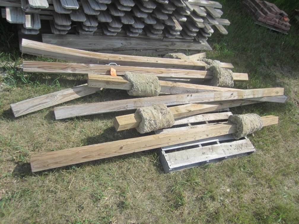 (7) Fence Posts with Concrete