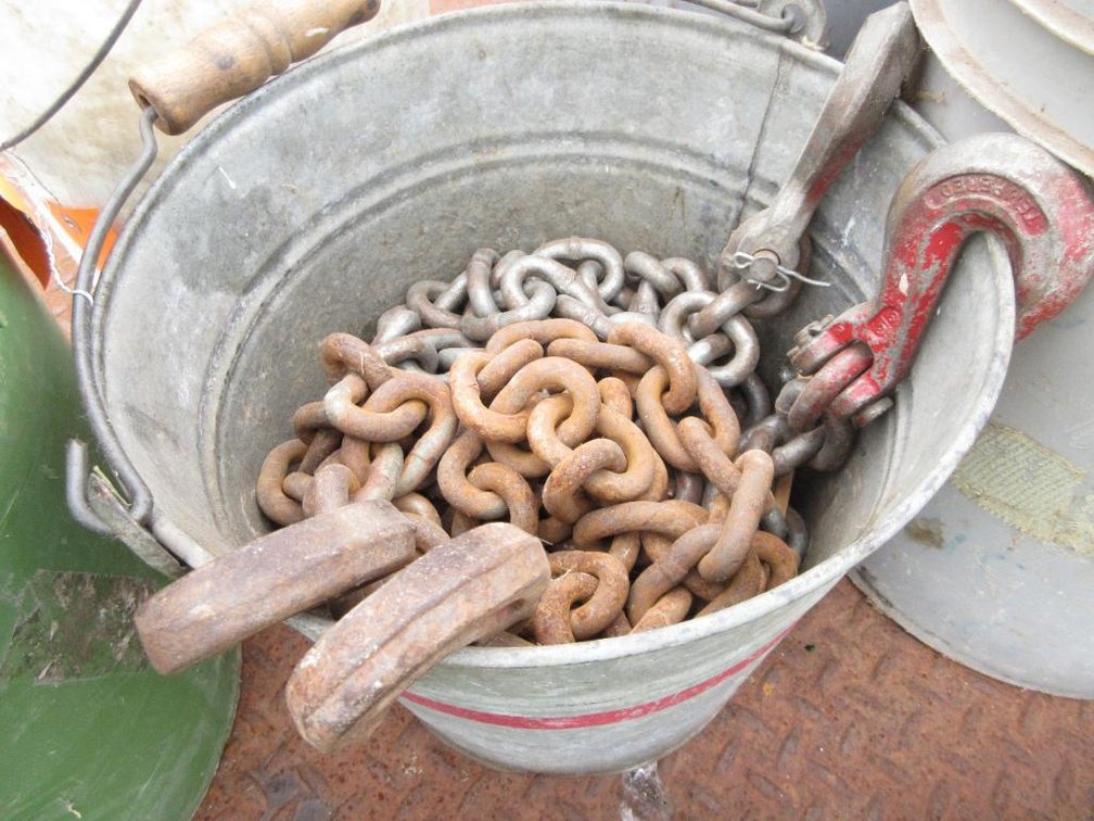 Galvanized Bucket of Chains