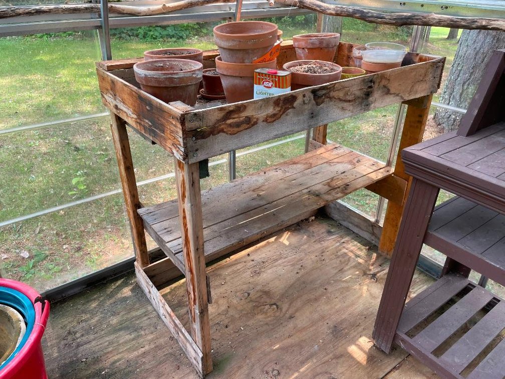 Wooden Gardening Table and Planting Pots
