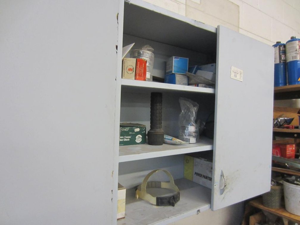 Metal Shop Cabinet with Contents
