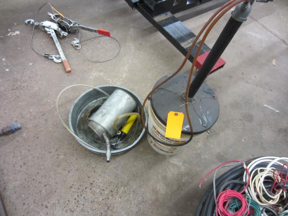 Oil Pan, Oil Can, Barrel and Hand Pump