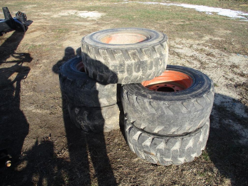 (5) Skid Steer Tires with Rims