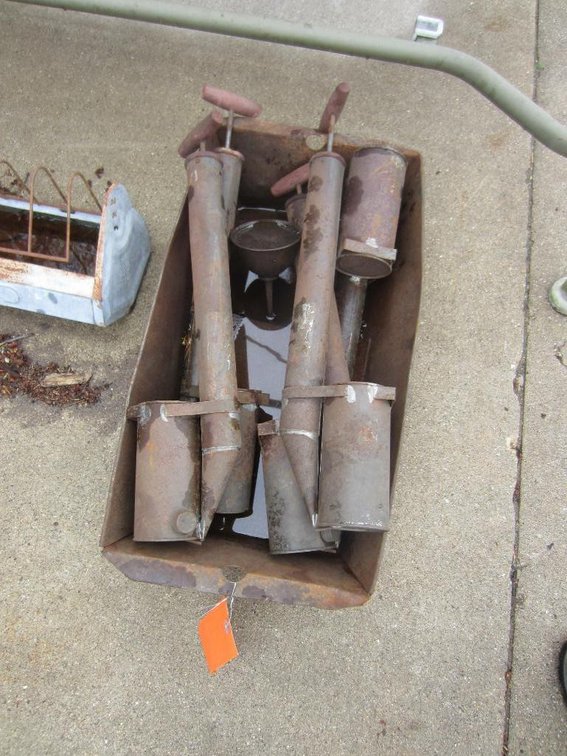 Metal Tray of Vintage Hudson Sprayers
