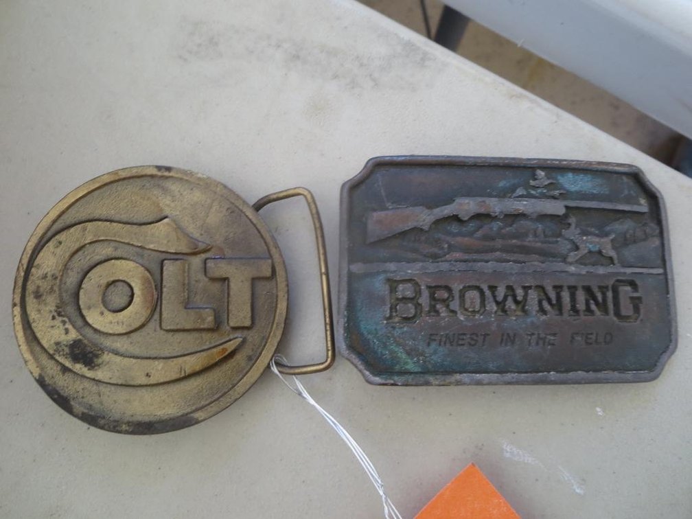 (2) Vintage Gun Maker Belt Buckles