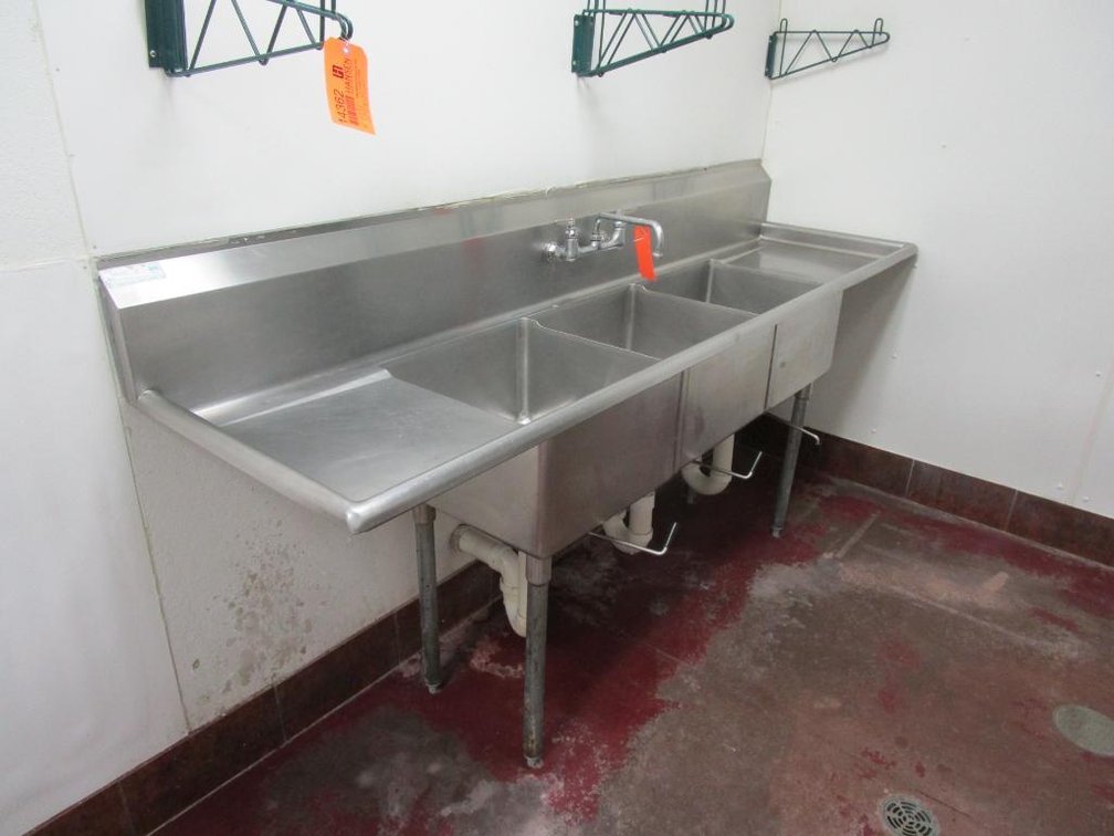 90" 3 Basin Stainless Sink with Faucet