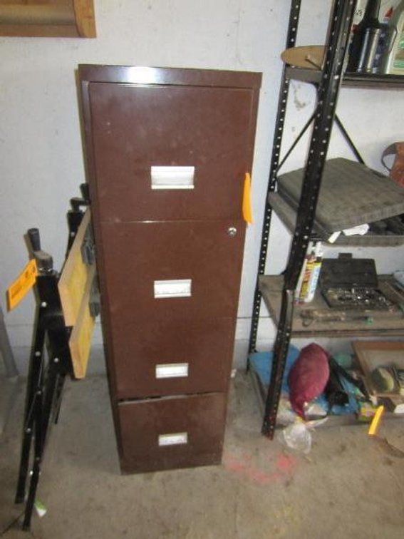 Metal Filing Cabinet and Contents