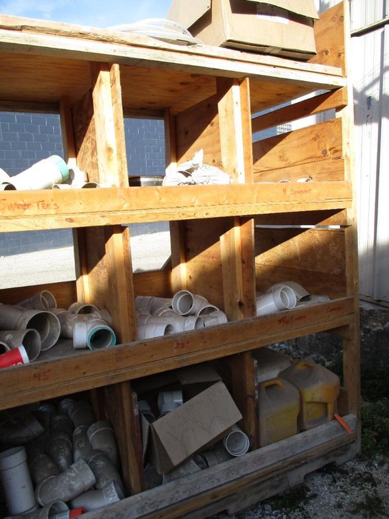 Wooden Shelf of PVC Fittings and More