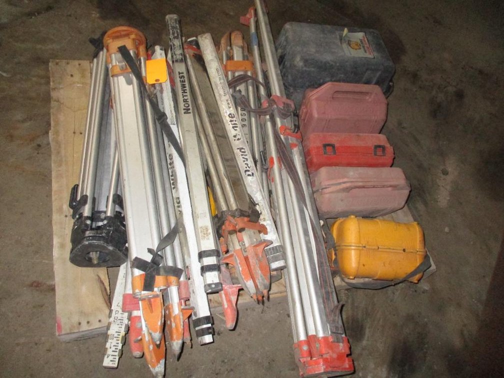 Pallet of Various Transits and Stands