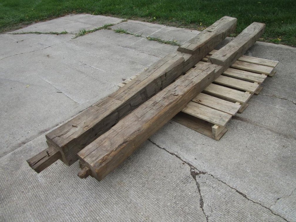 (2) Hand Hewn Barn Beams