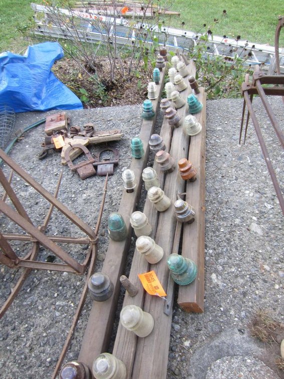 (4) Power Pole Beams with Glass Insulators