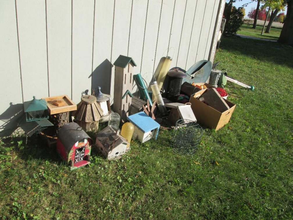 Large Lot of Birdfeeders and Birdhouses