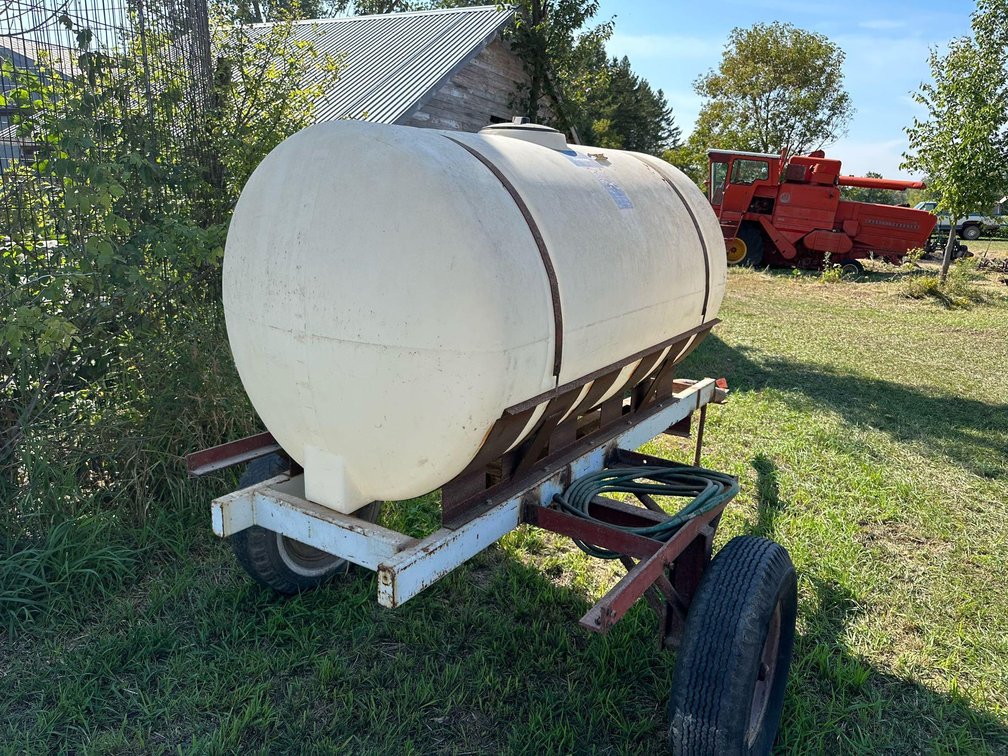 300-Gallon Poly Tank on Steel Frame Trailer