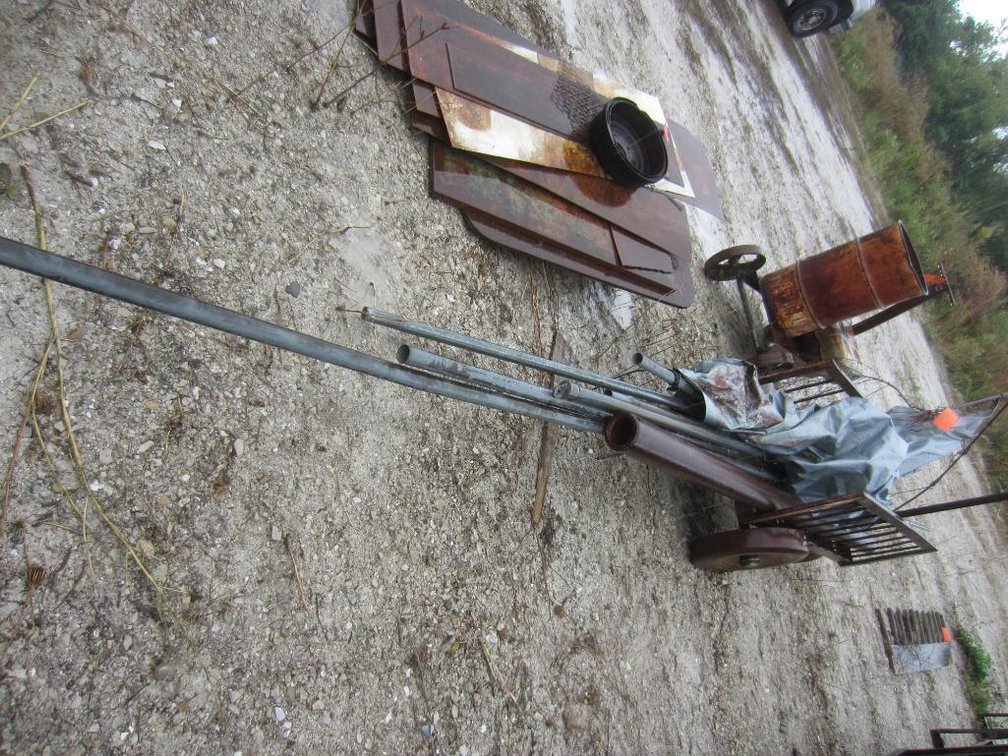 Metal Framed Cart on Wheels with Scrap Steel