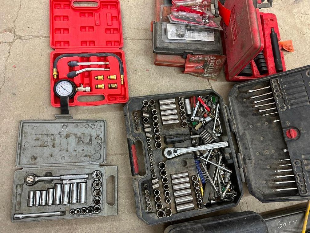 (2) Incomplete Craftsman Socket Sets and Cylinder Pressure Gauge Kit