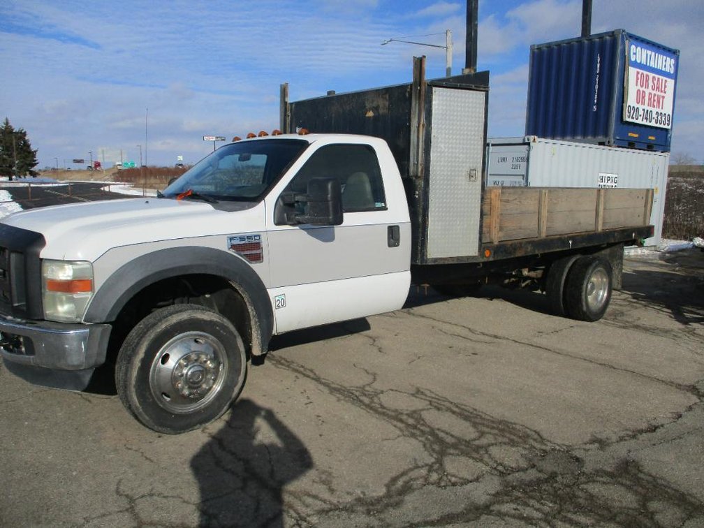2008 Ford F550, 6.4 Diesel Flat Bed Truck, VIN:1FDAF56R58EE17050