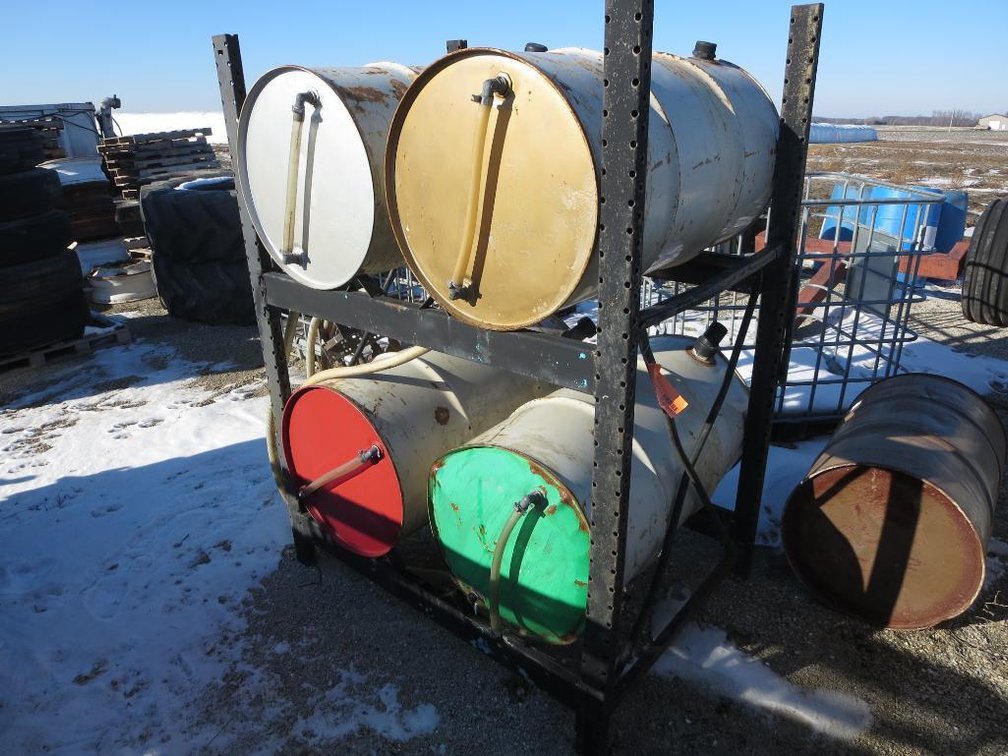 (4) Fluid Barrels on Rack (Brillion, WI)