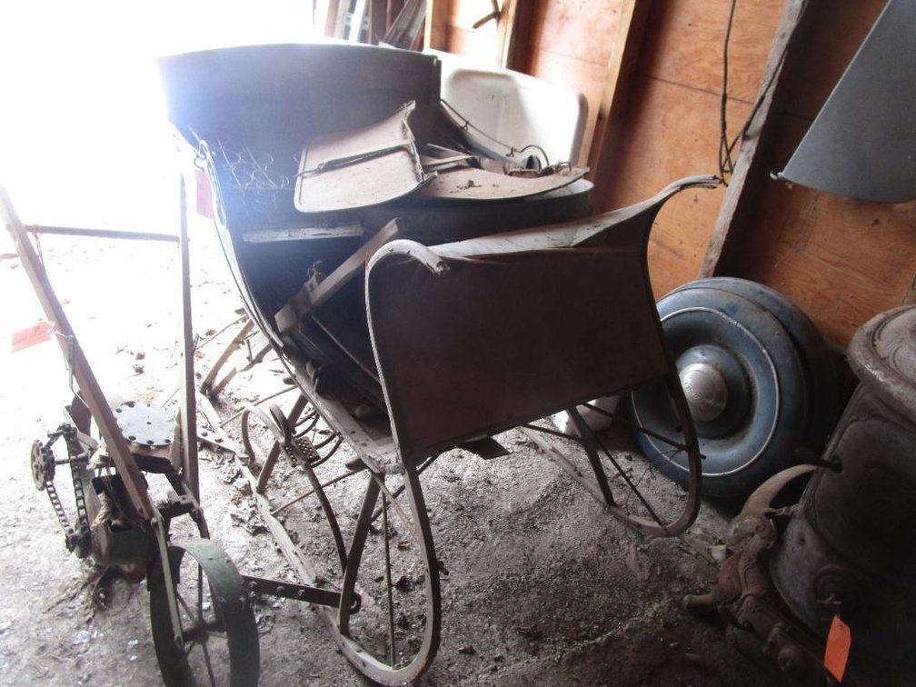 Vintage Wooden Sleigh and Rims